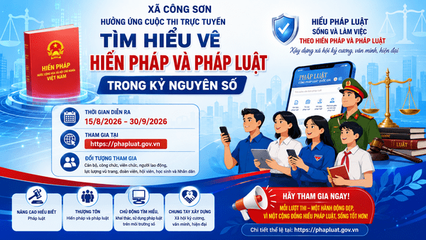 XÃ CÔNG SƠN HƯỞNG ỨNG CUỘC THI TRỰC TUYẾN “TÌM HIỂU VỀ HIẾN PHÁP VÀ PHÁP LUẬT TRONG KỶ NGUYÊN SỐ”